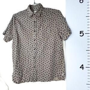 Rowm Cotton/Linen Gray with Blue Salamander Button-down Shirt Men's Large